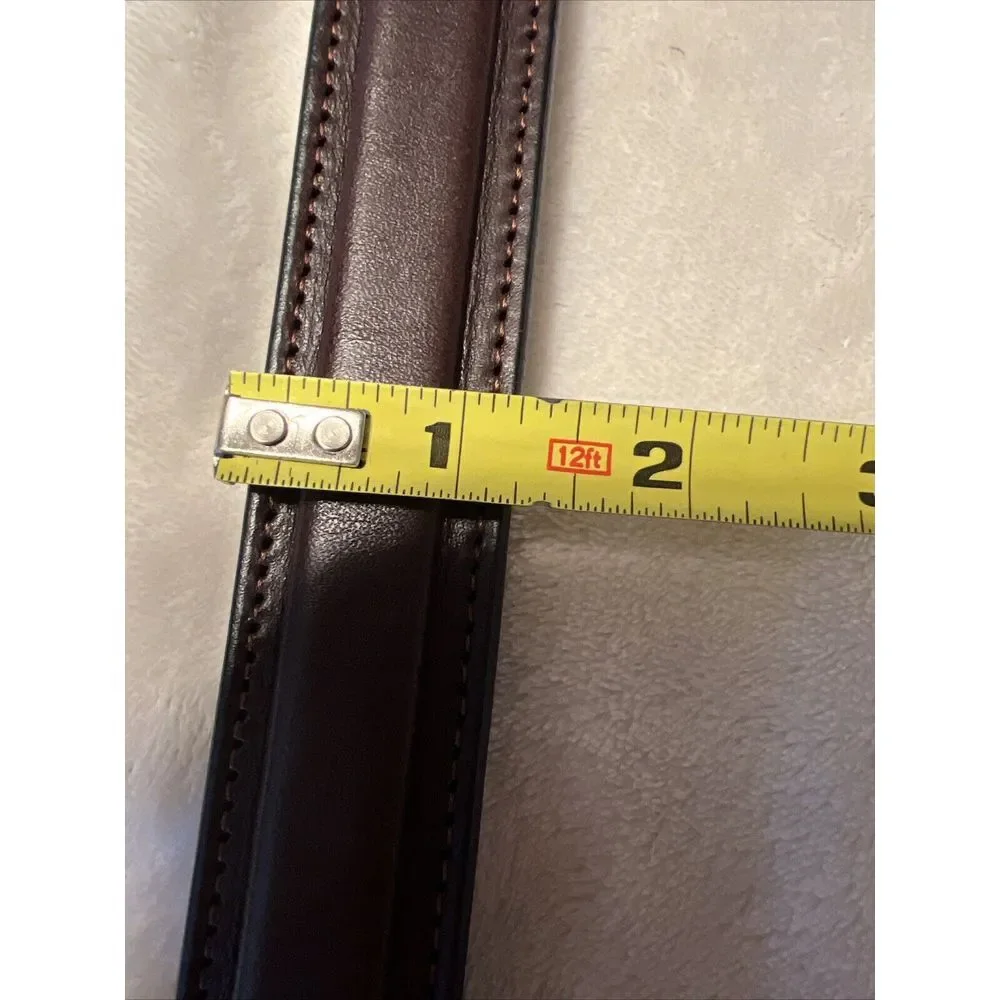 Genuine Leather‎ Amish Made Texas Ranger Style Belt Brown With Brass Buckle